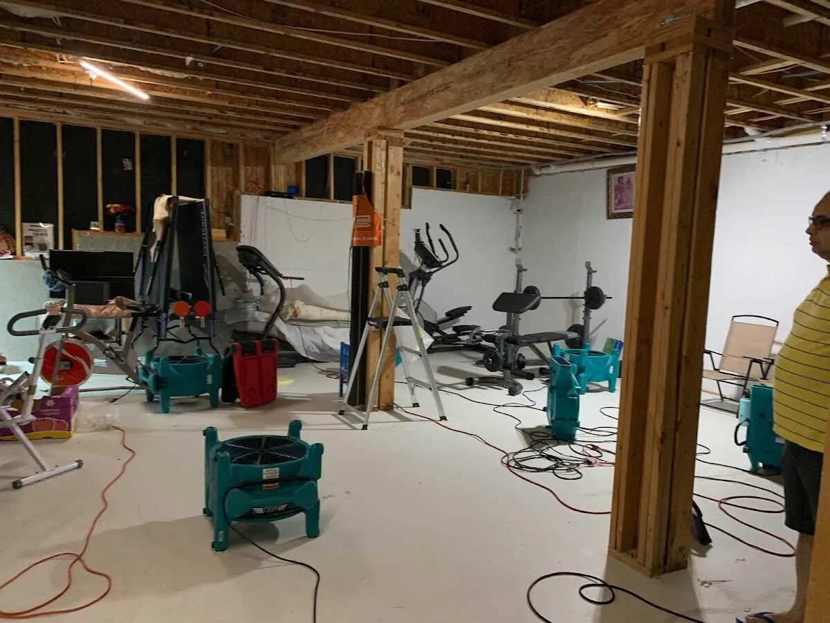 Basement drying equipment setup for Contents Cleaning & Restoration in North Salt Lake
